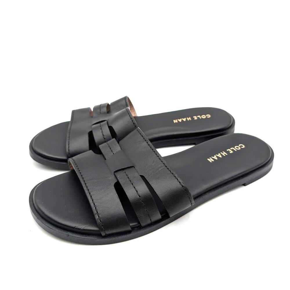 Cole Haan Flynn Slide Sandal Open Toe Women's Black Leather Size US6B EU36.5